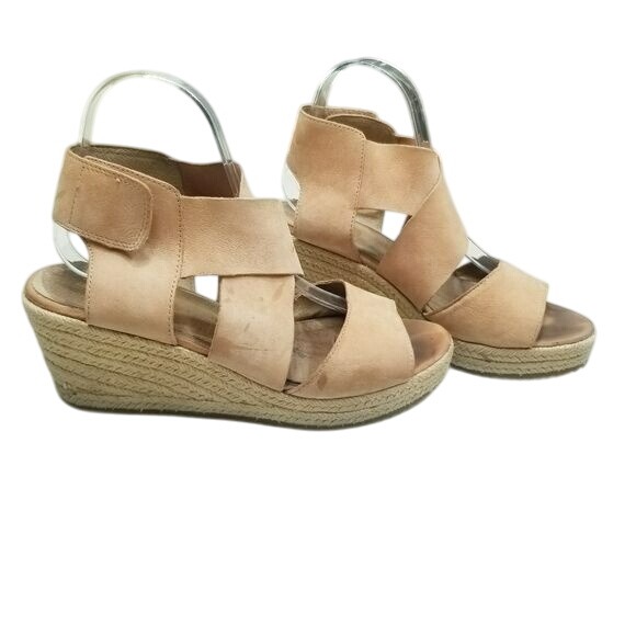 Eileen Fisher 'Willow' Espadrille Chunky Wedge Tan Neutral Color Hook & Loop 8.5